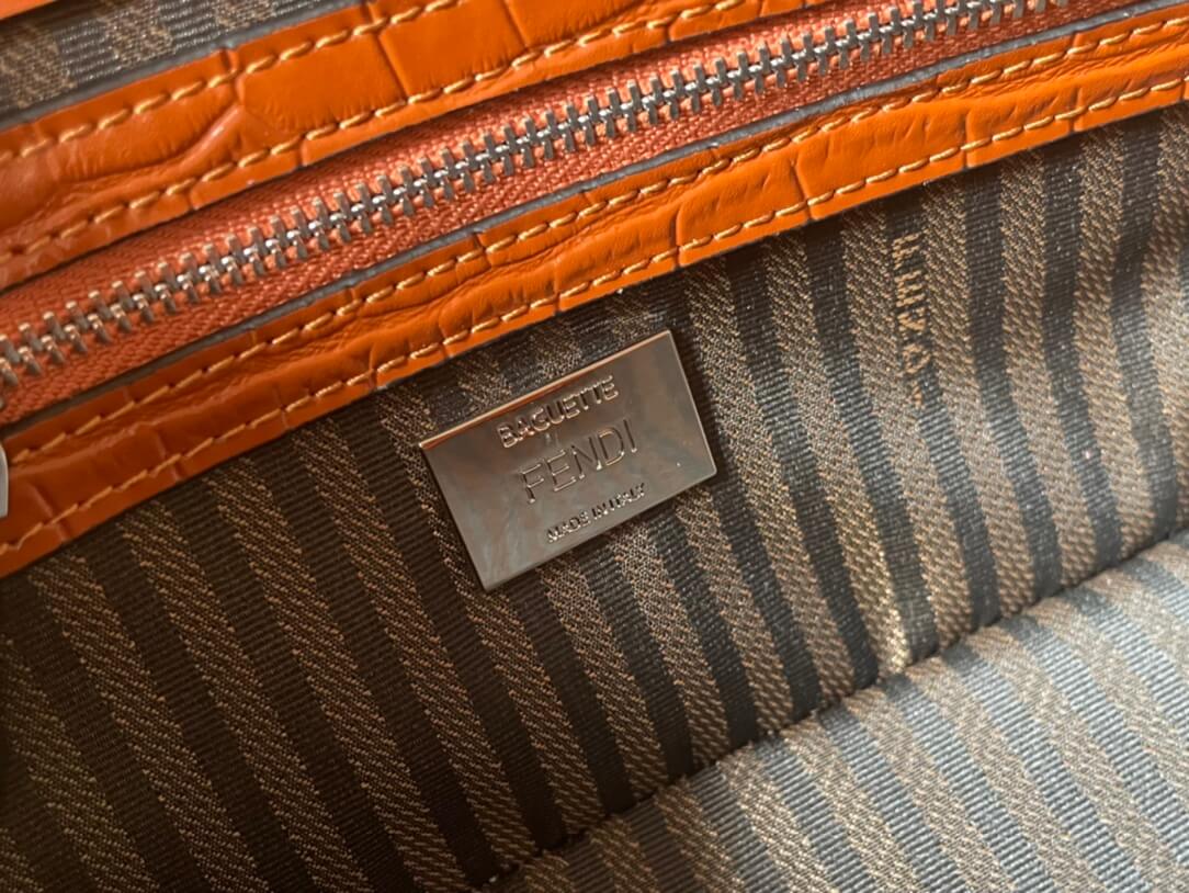 Fendi Baguette Brown Bag Crocodile Leather - Image 3