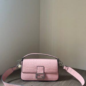 Fendi Baguette Brown Pink Crocodile Leather