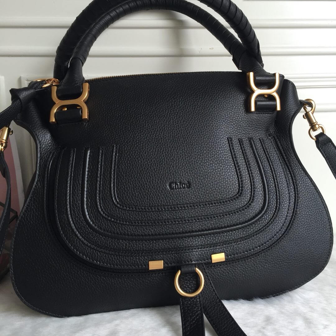 Chloe Marcie Double Carry Bag Black - Image 6