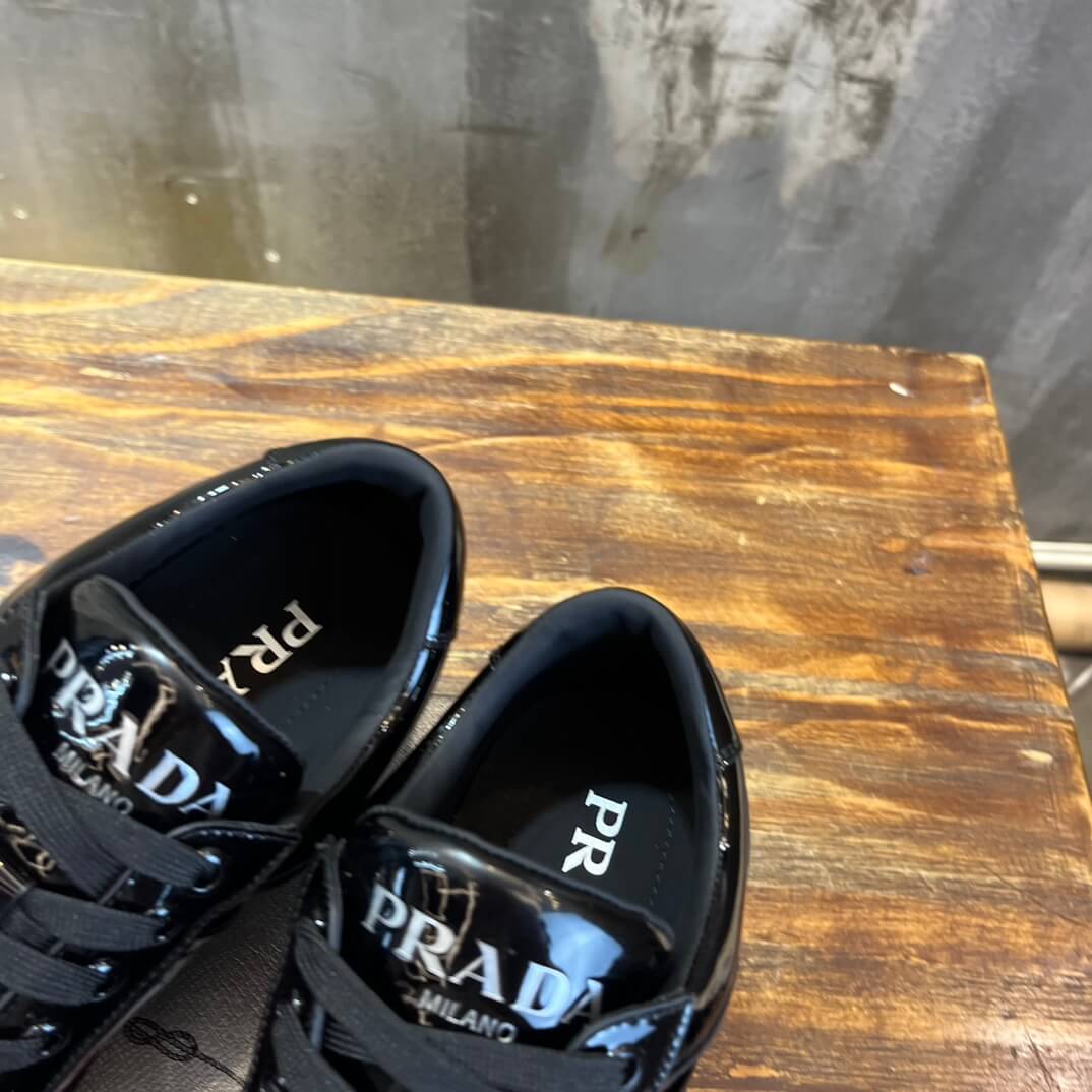 Prada Men's Downtown Sneakers in Patent Leather - Image 3