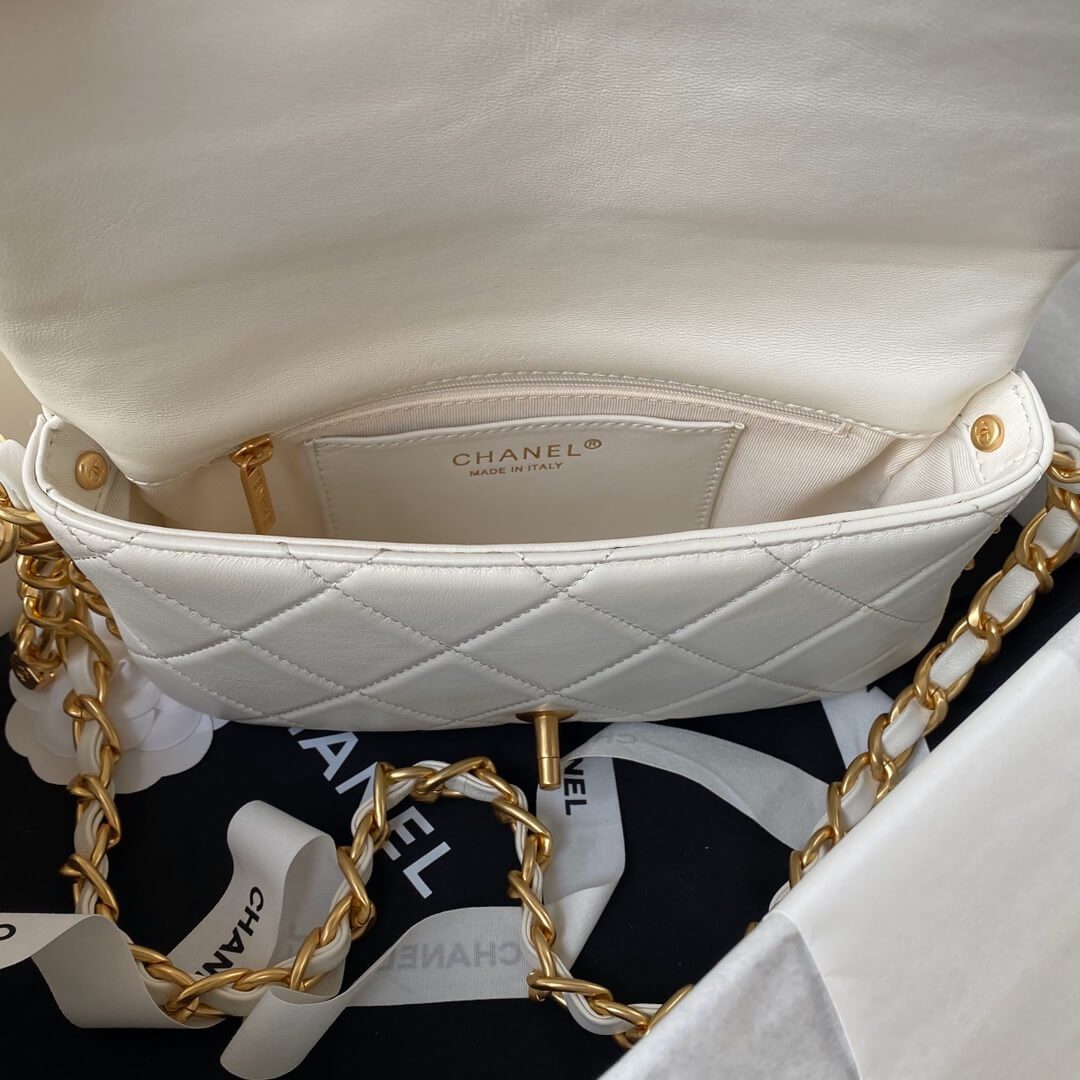 Chanel Small Flap Bag In White - Image 7
