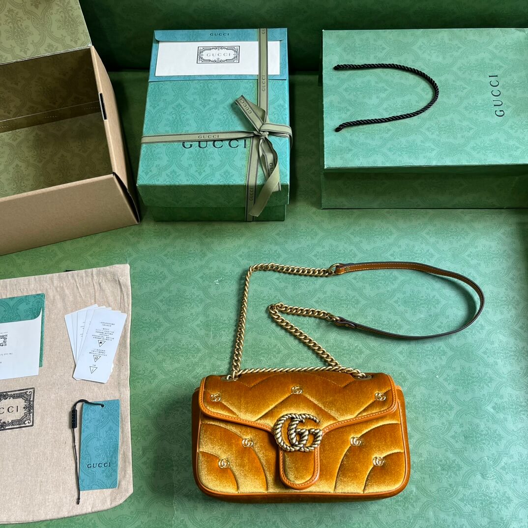 Gucci Marmont Velvet Yellow Bags - Image 3