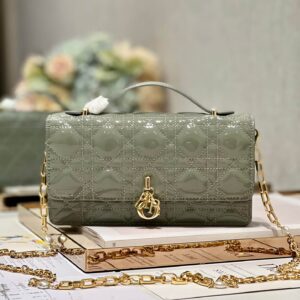 Miss Dior Top Handle Bag Grey in Patent Leather