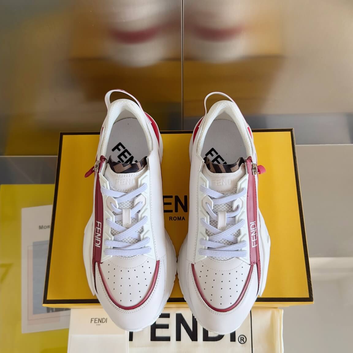 Fendi Flow Men's Leather Sneakers - Image 3