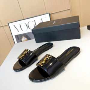 YSL Flat Black Slides