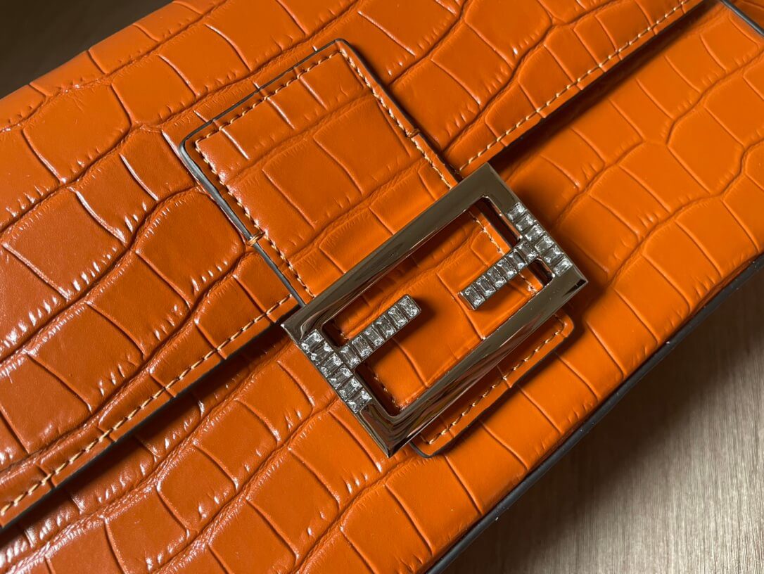 Fendi Baguette Brown Bag Crocodile Leather - Image 5