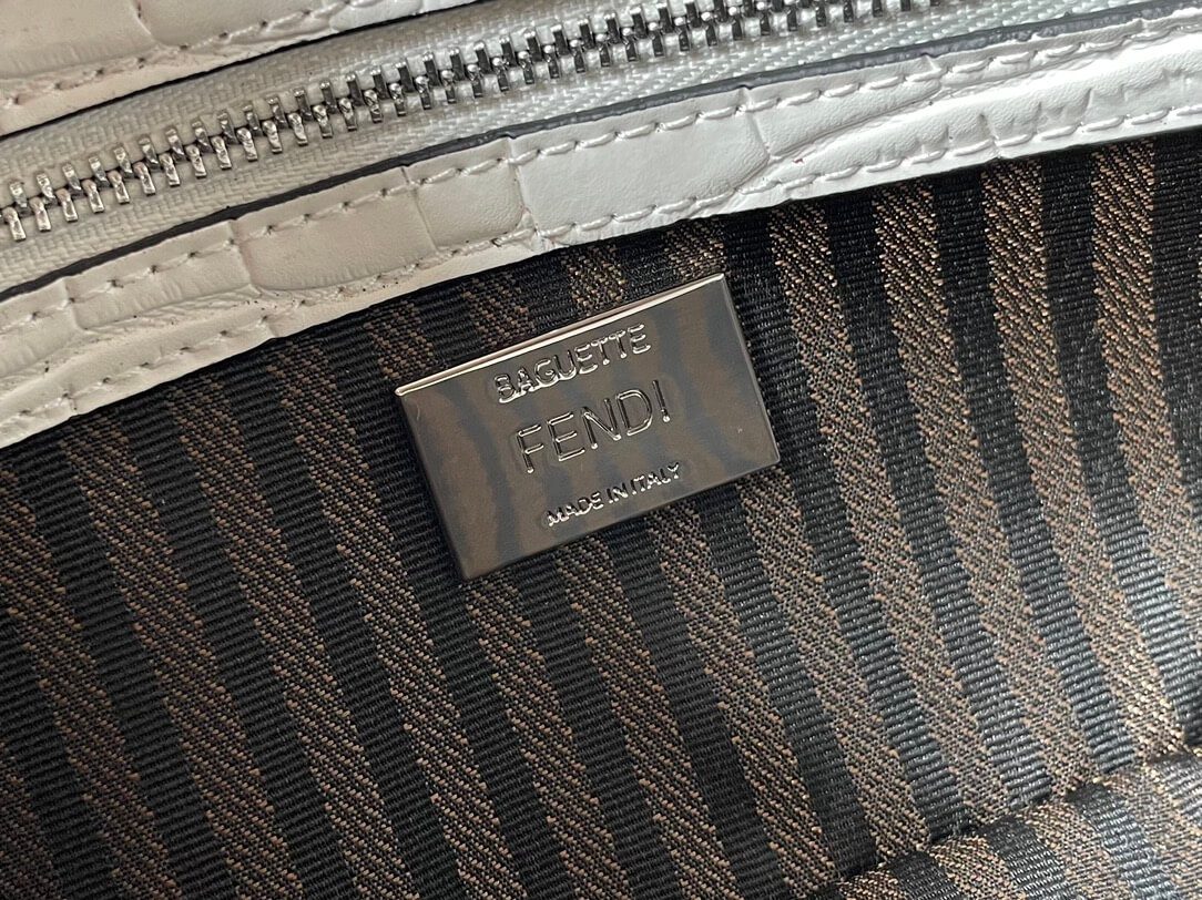 Fendi Baguette Brown White Crocodile Leather - Image 3