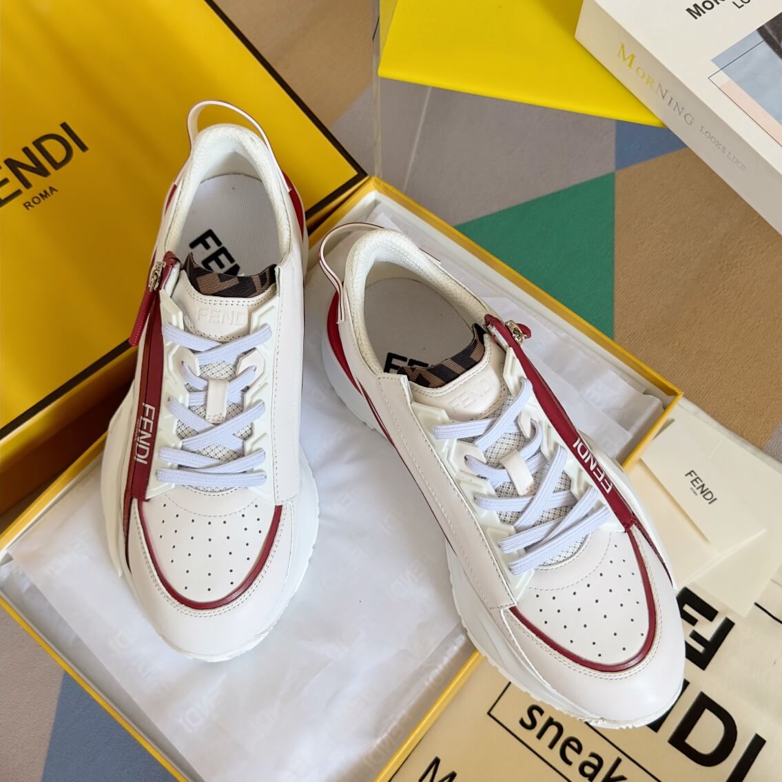 Fendi Flow Men's Leather Sneakers - Image 4