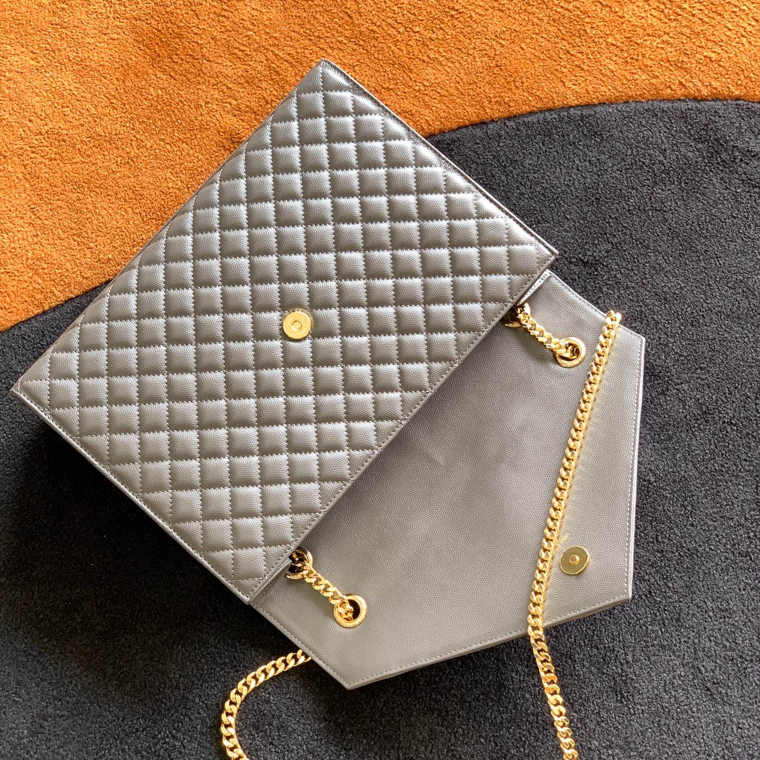 YSL Large Envelope Matelassé Leather Shoulder Bag - Image 3