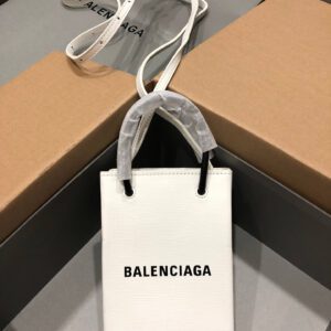 Balenciaga White Shopping Phone Holder Bag