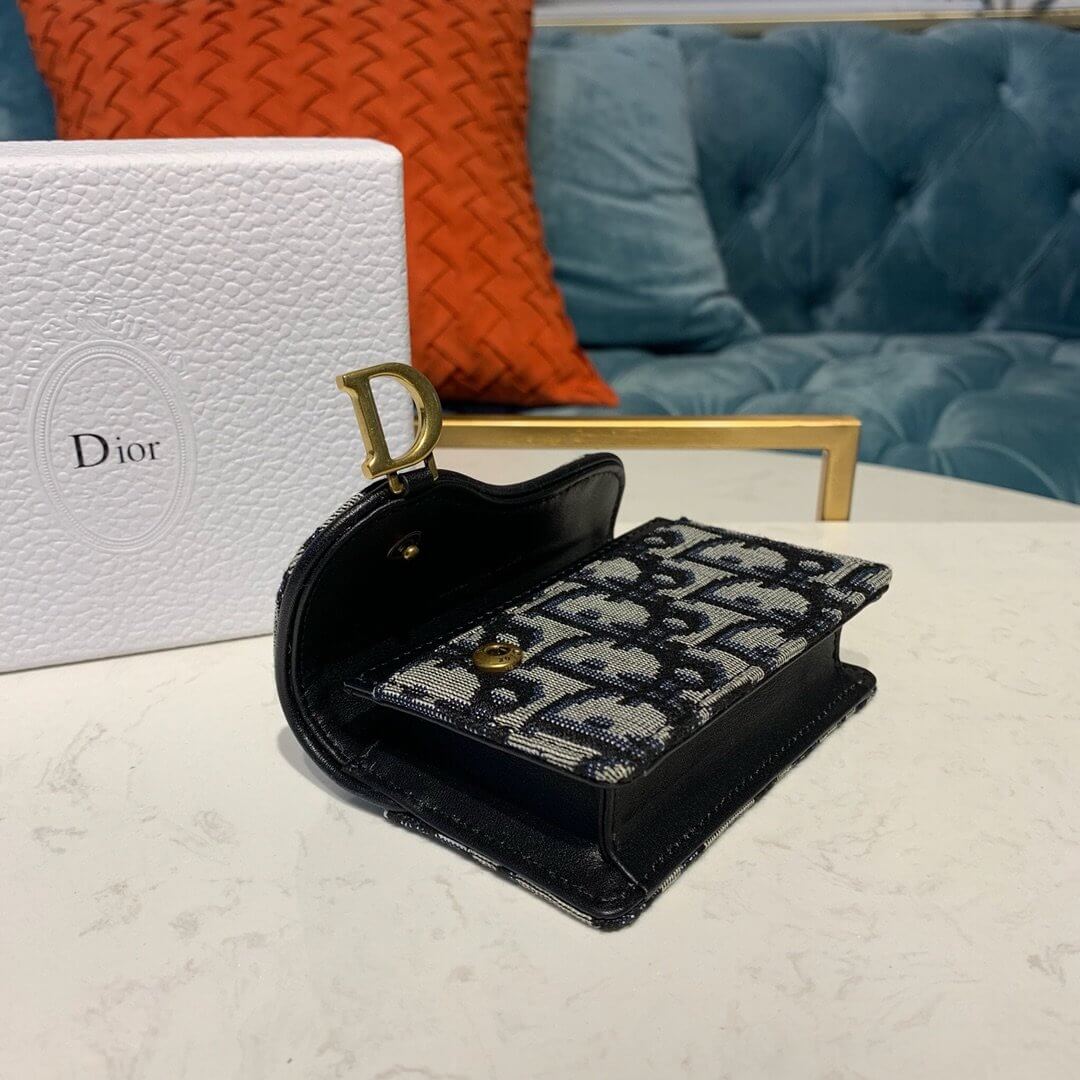 Dior Saddle Flap Card Holder Blue - Image 3