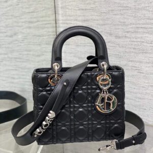 Lady Dior Bag Black Silver Hardware