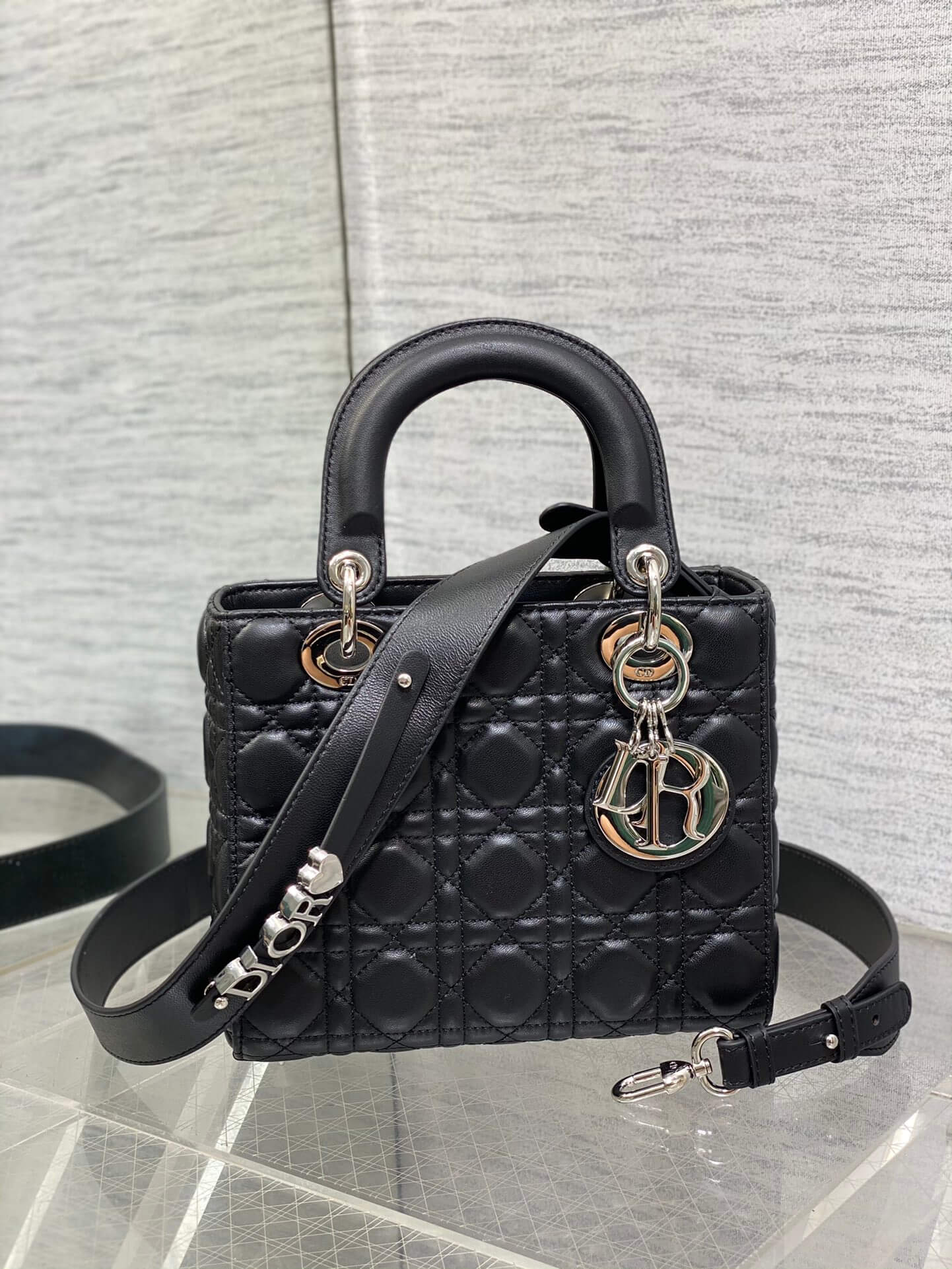 Lady Dior Bag Black Silver Hardware