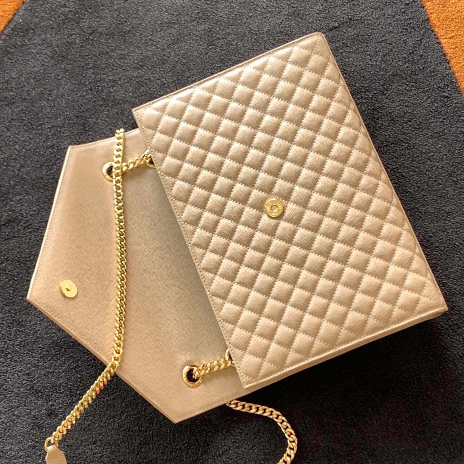 YSL Large Envelope Matelassé Leather Shoulder Bag - Image 6