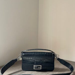 Fendi Baguette Black Bag Crocodile Leather