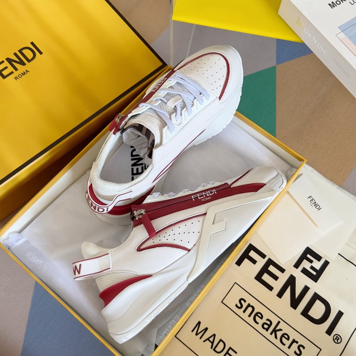 Fendi Flow Men's Leather Sneakers - Image 2