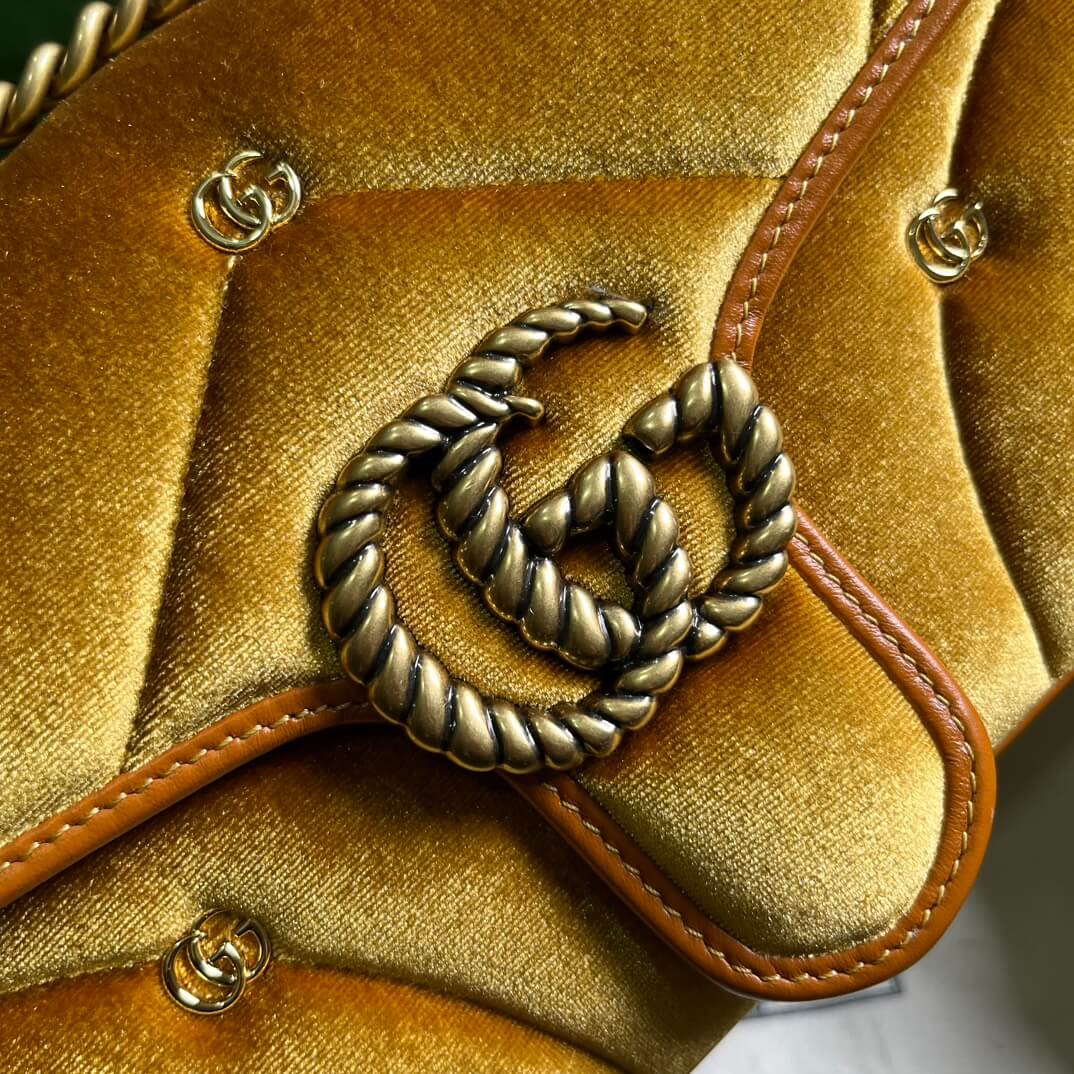 Gucci Marmont Velvet Yellow Bags - Image 4