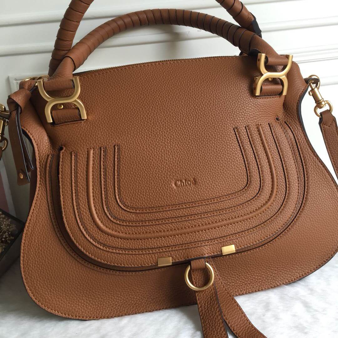 Chloe Marcie Double Carry Brown Bag - Image 2
