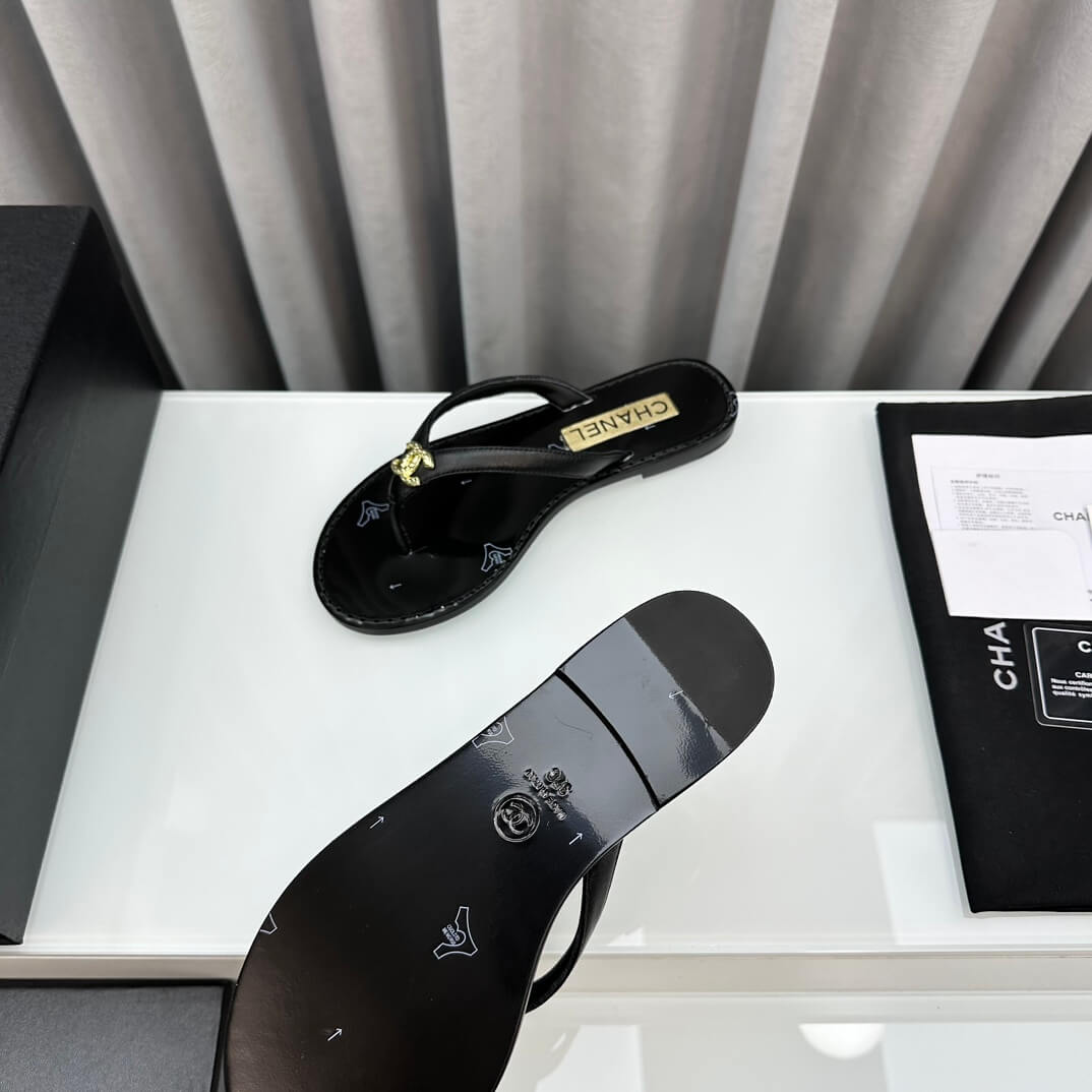 Chanel Flip Flops Black Sandals - Image 2