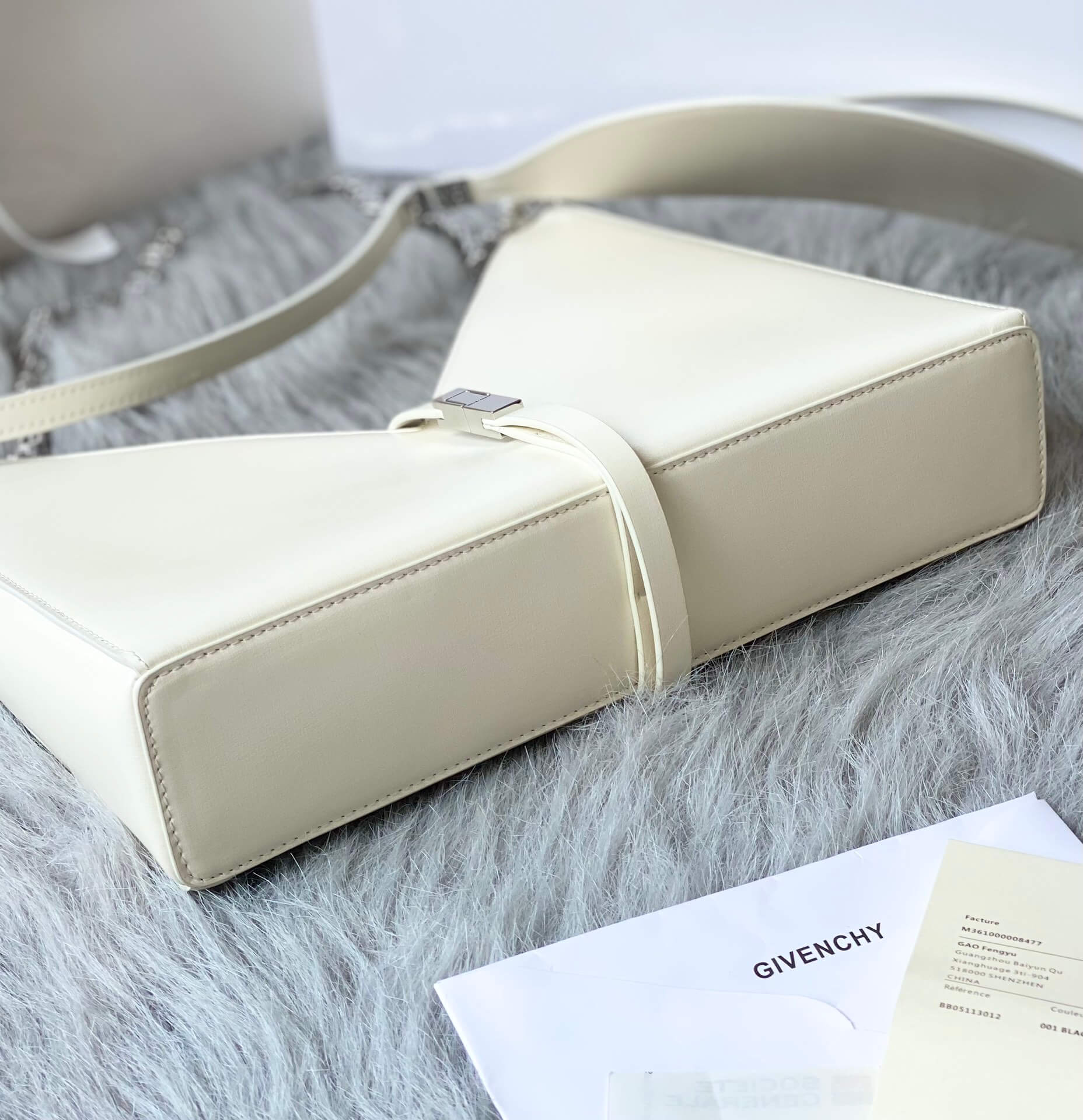 Givenchy V-Shaped Cut Out Chain Bag White - Image 3