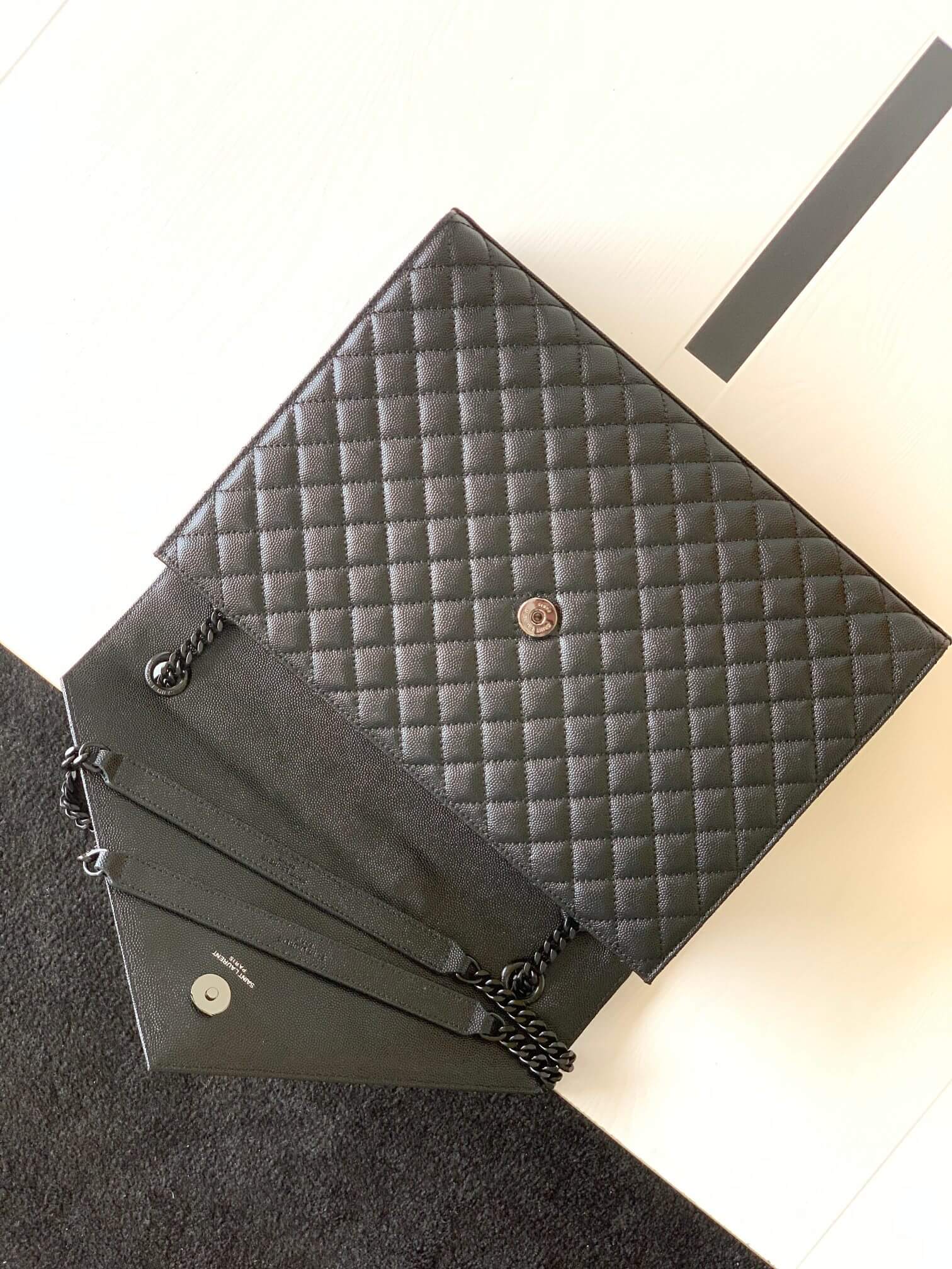 YSL Large Envelope Matelassé Leather Shoulder Bag - Image 8