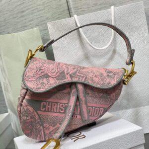 Christain Dior Saddle Pink Multicolored Bag