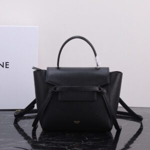 Celine Nano Belt Bag In Grained Calfskin Leather Black Bag