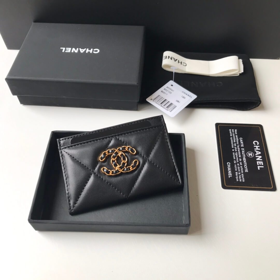 Chanel 19 Leather Black Card Holder