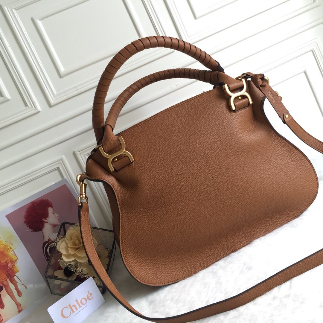 Chloe Marcie Double Carry Brown Bag - Image 4