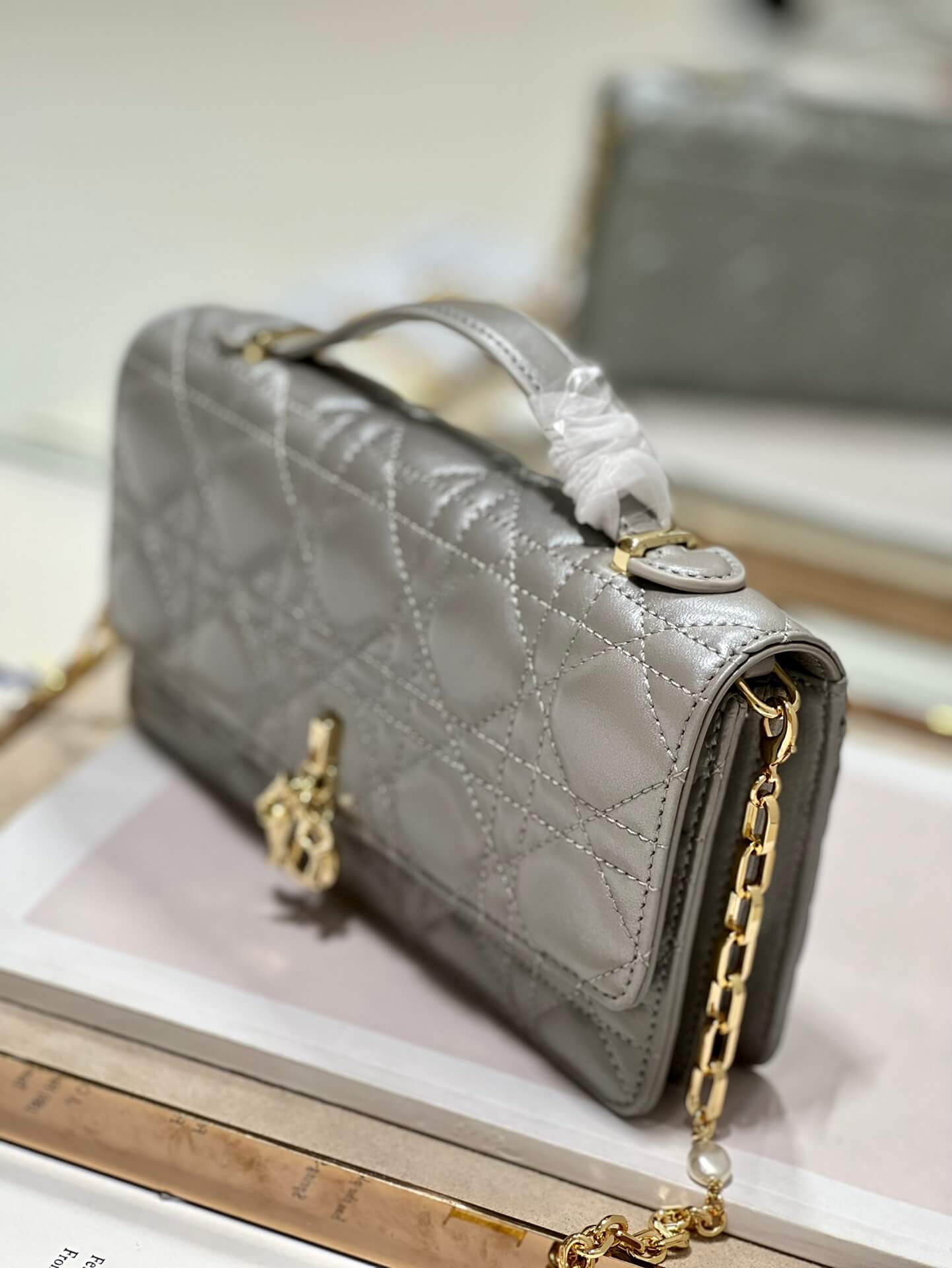 Miss Dior Top Handle Bag Grey - Image 3
