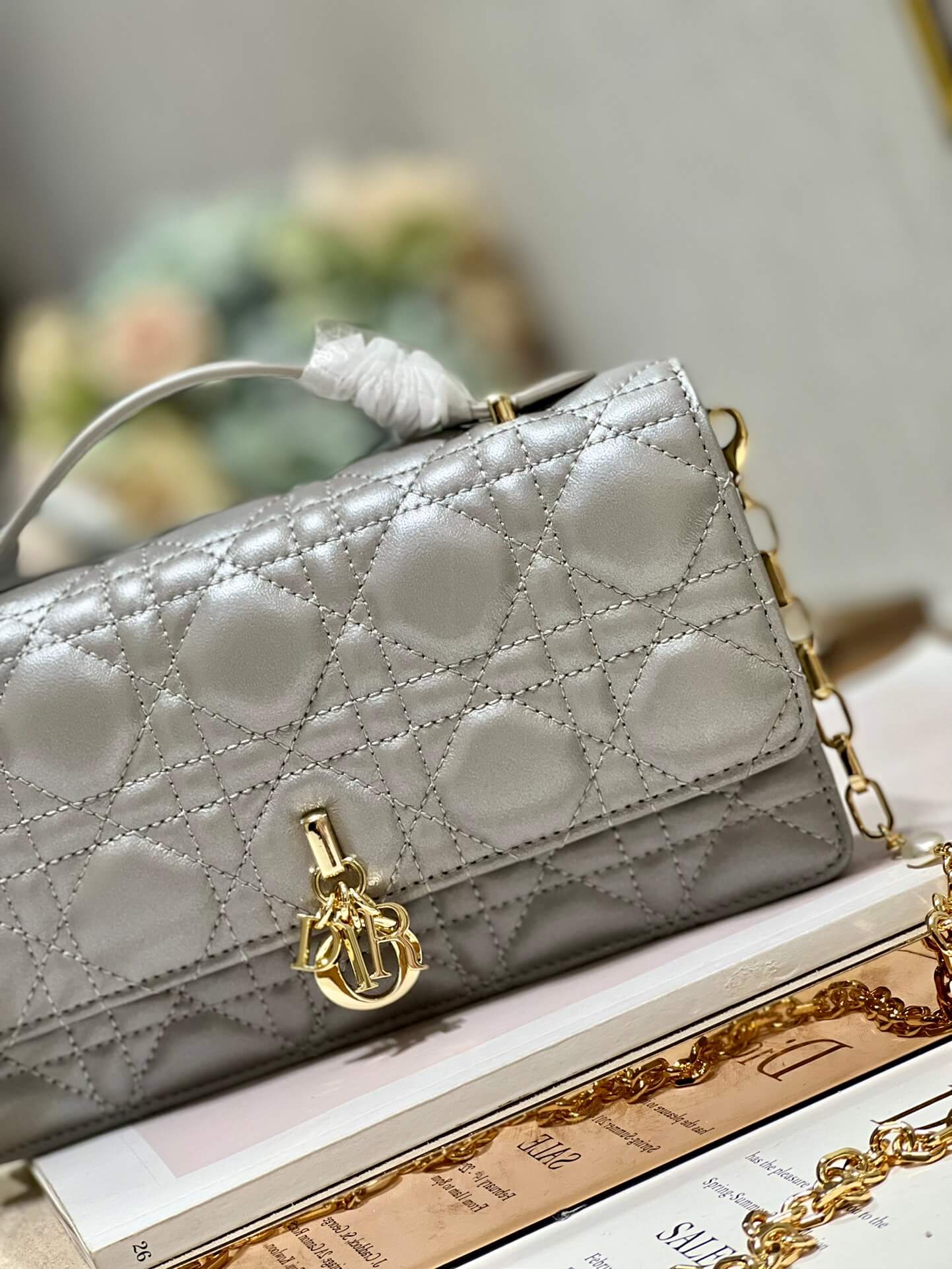 Miss Dior Top Handle Bag Grey - Image 4
