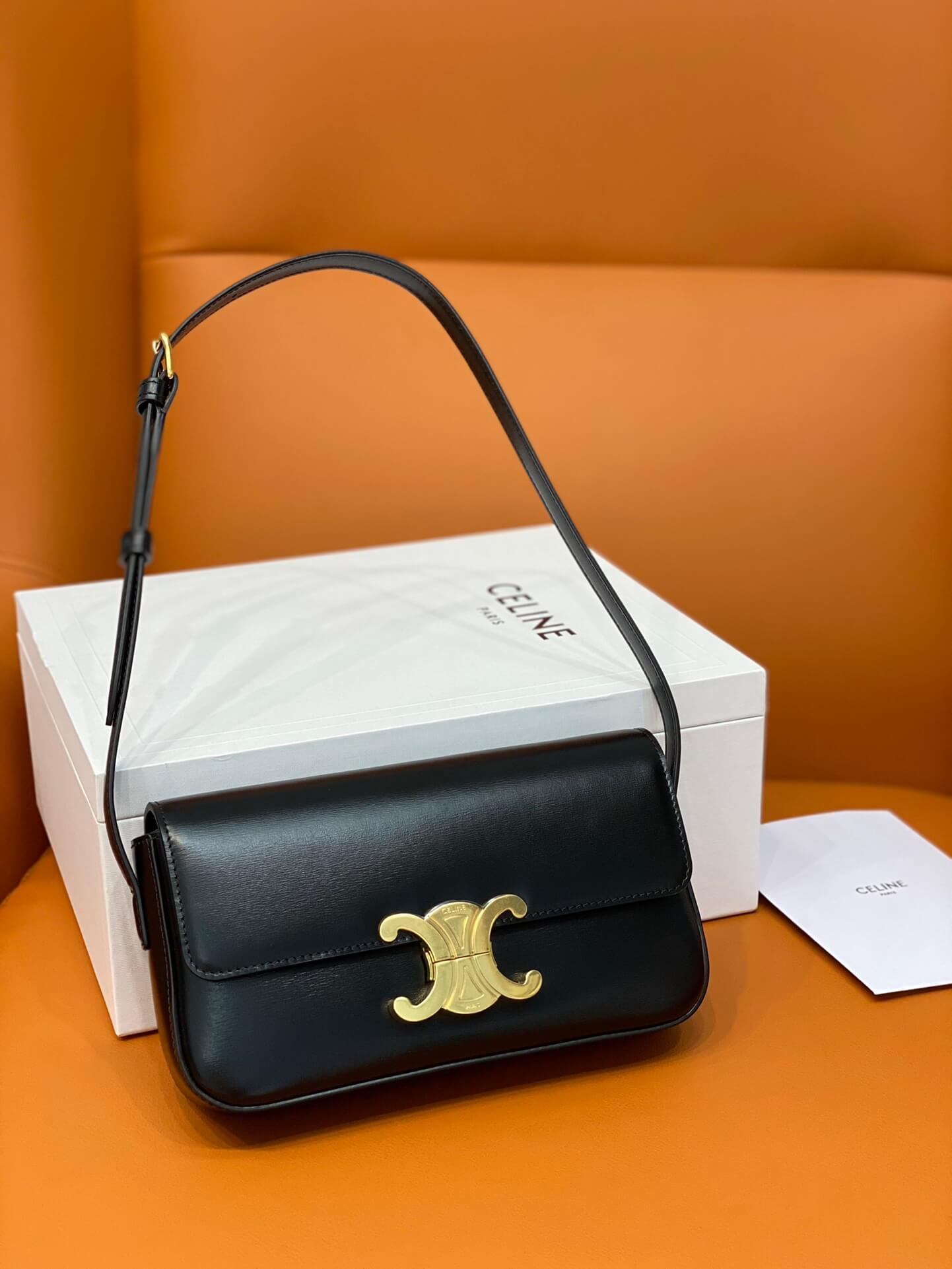 Celine Black Triomphe Shoulder Bag