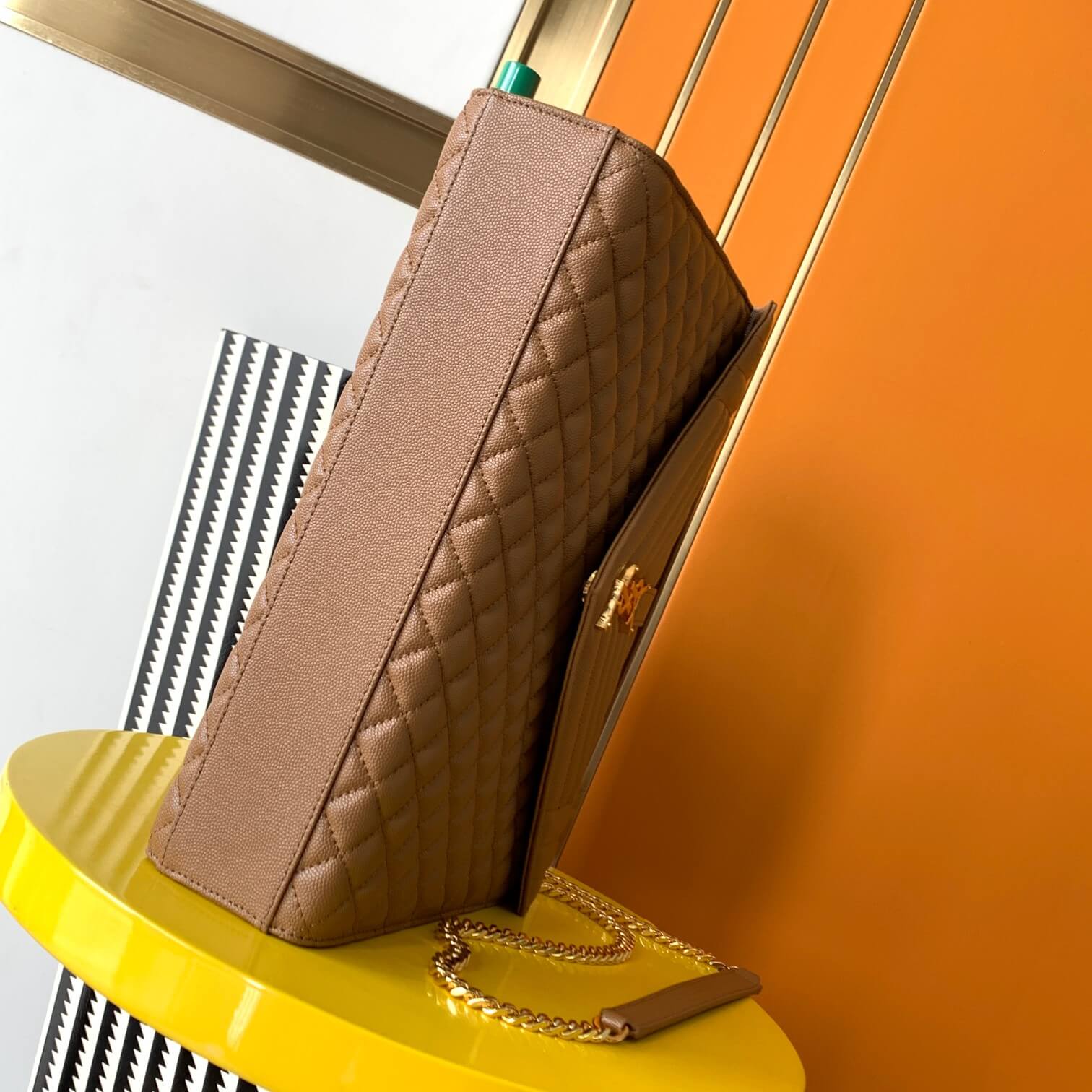 YSL Large Envelope Matelassé Leather Shoulder Bag - Image 4
