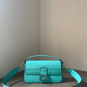 Fendi Baguette Tiffany Blue Bag Crocodile Leather