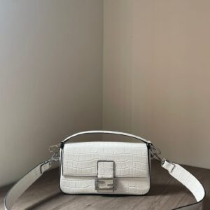 Fendi Baguette Brown White Crocodile Leather