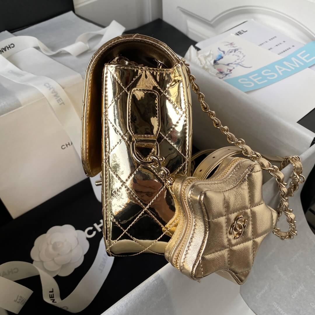 Chanel 24C Backpack with Star Patent Gold - Image 2