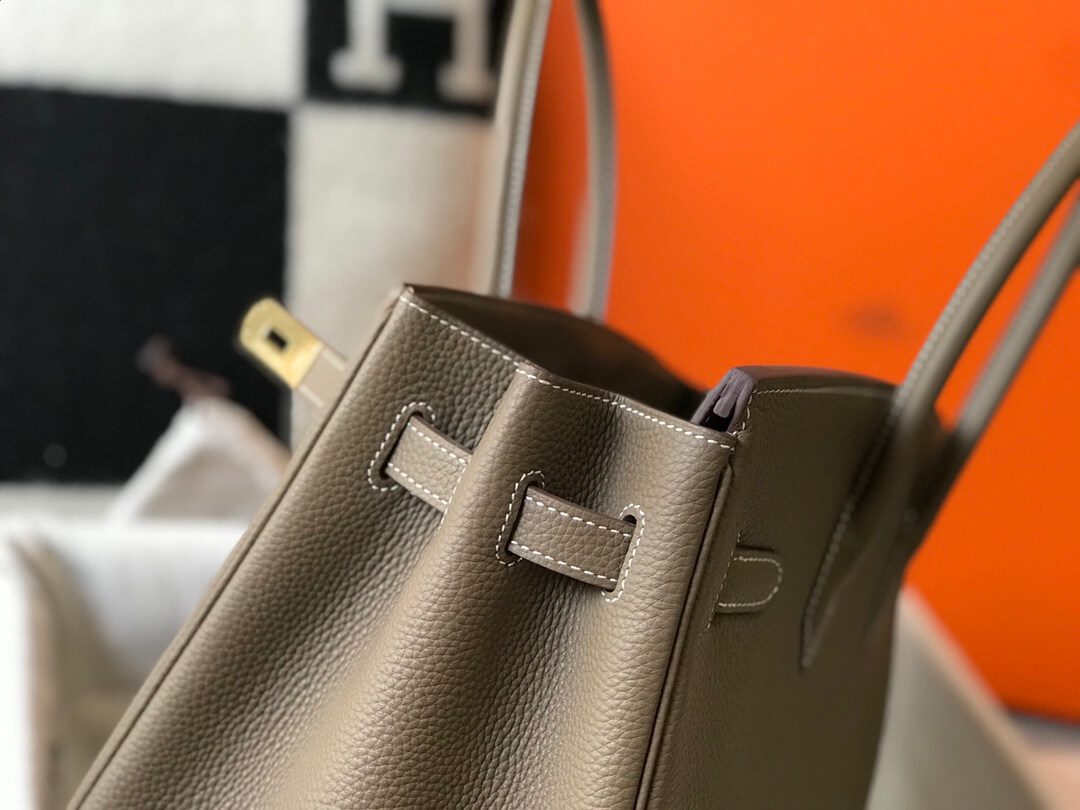 Hermes Birkin Taupe Grey Clemence Bag - Image 3