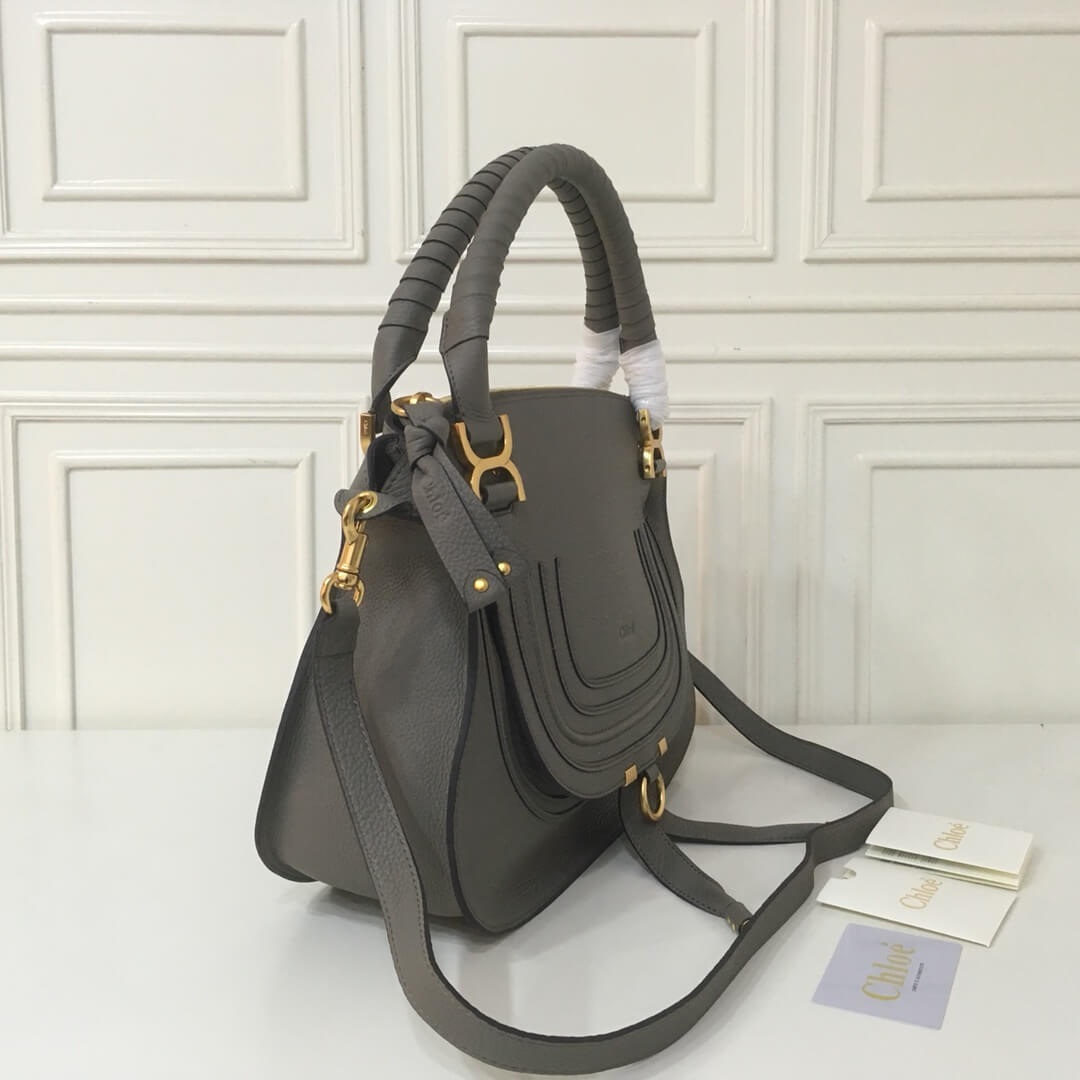 Chloe Marcie Double Carry Grey Bag - Image 7
