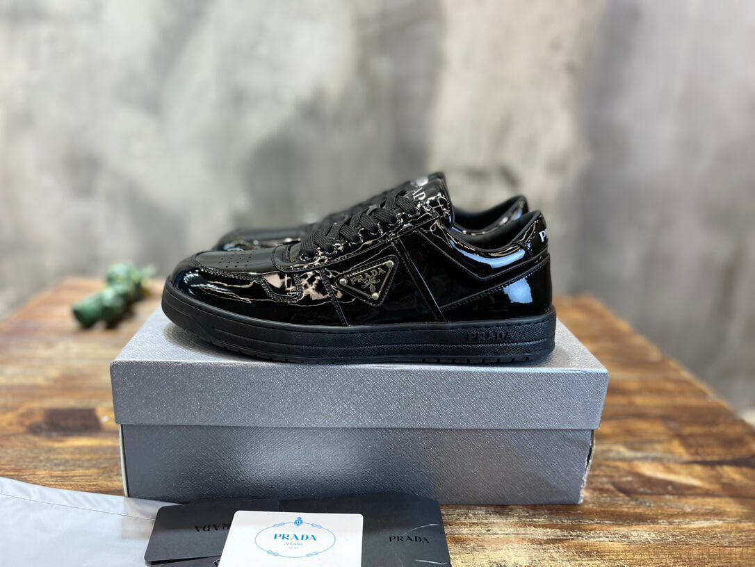 Prada Men's Downtown Sneakers in Patent Leather