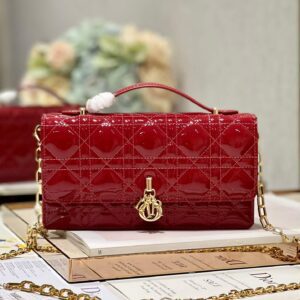 Miss Dior Top Handle Bag Red in Patent Leather