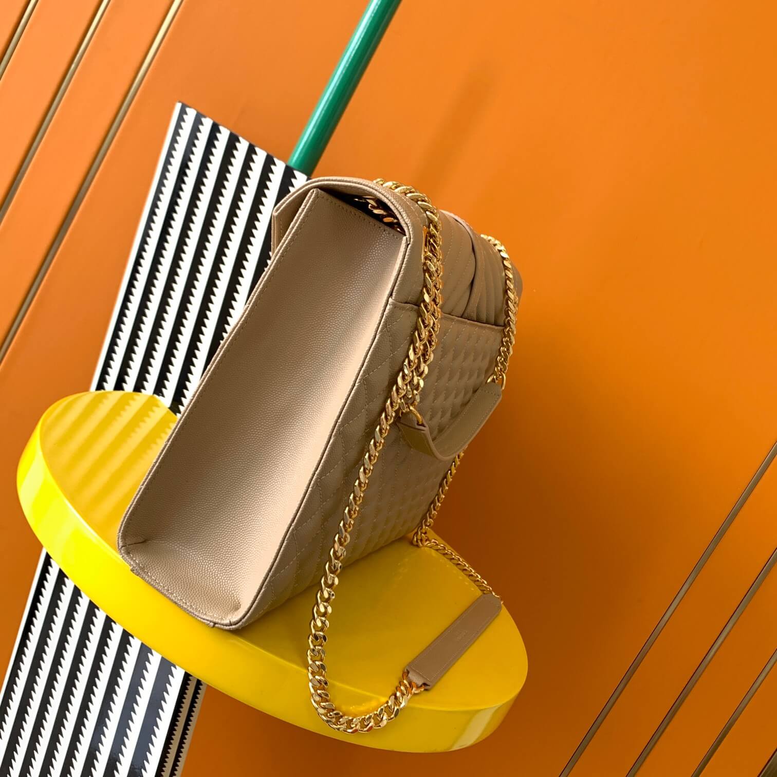 YSL Large Envelope Matelassé Leather Shoulder Bag - Image 5