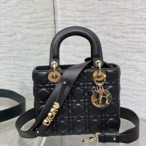 Lady Dior Bag Black Gold Hardware