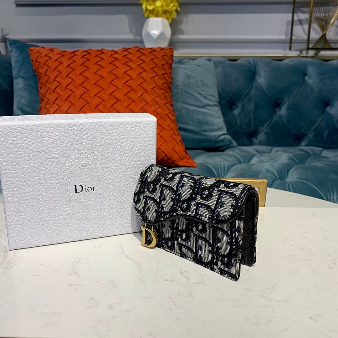 Dior Saddle Flap Card Holder Blue - Image 5