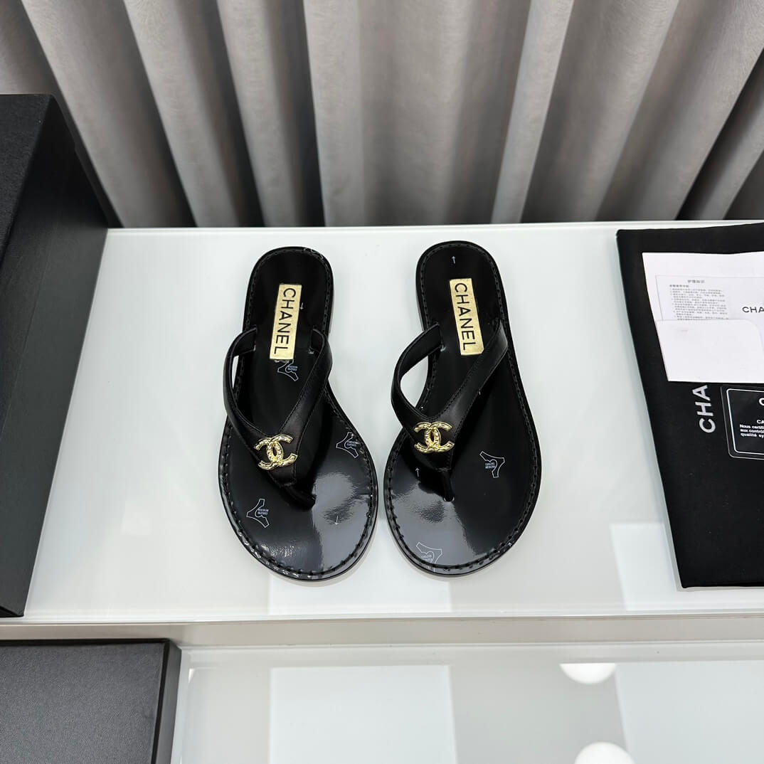 Chanel Flip Flops Black Sandals - Image 5
