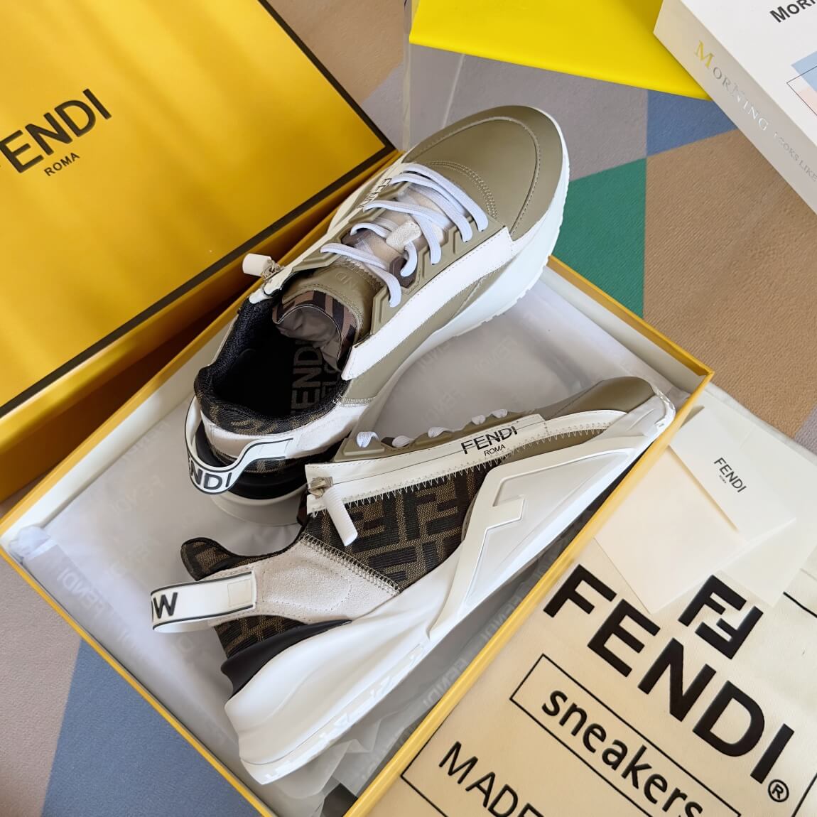 Fendi Flow Men's Leather Sneakers - Image 6