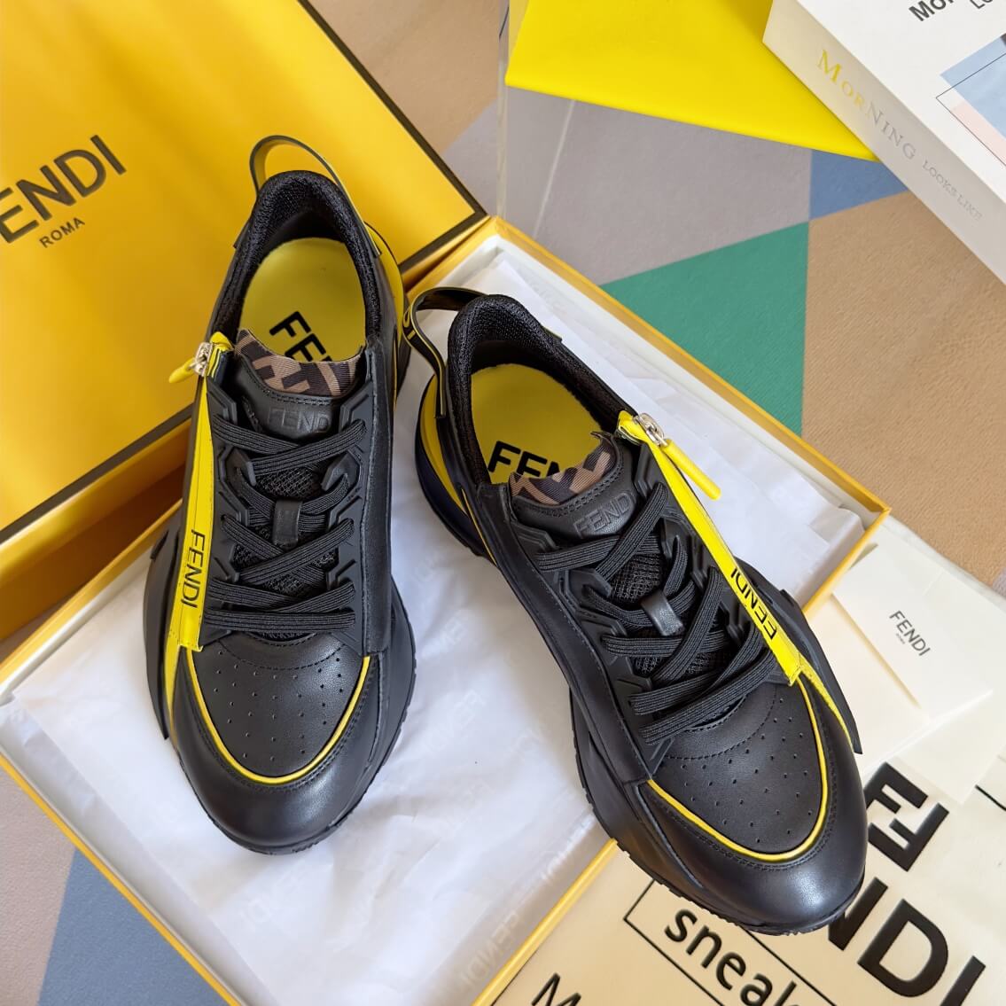 Fendi Flow Men's Leather Sneakers - Image 8
