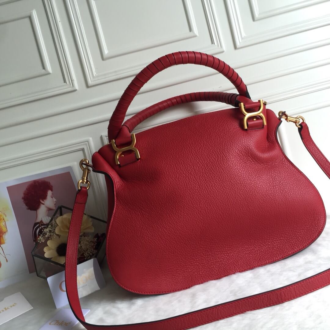 Chloe Marcie Double Carry Red Bag - Image 7