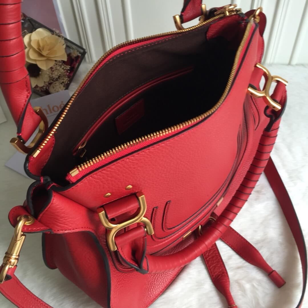 Chloe Marcie Double Carry Red Bag - Image 8