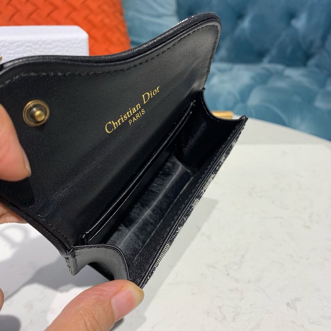 Dior Saddle Flap Card Holder Blue - Image 6