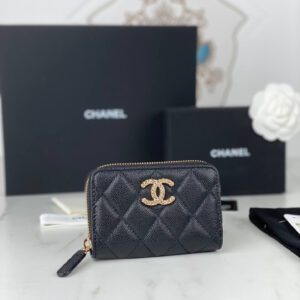 Chanel Zipped Coin Black Purse